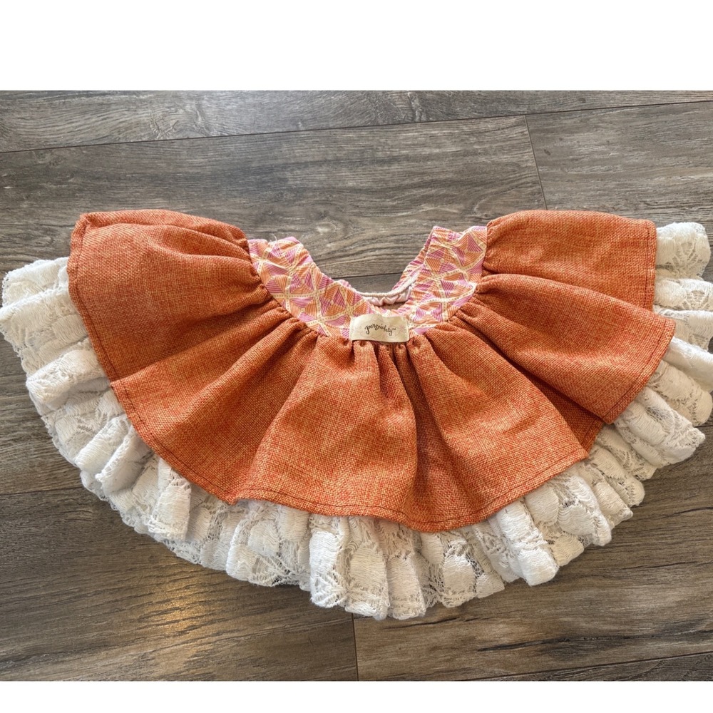 Persnickety Girls Orange Textured Lace Ruffle Skirt Size 2 Years Made in USA
